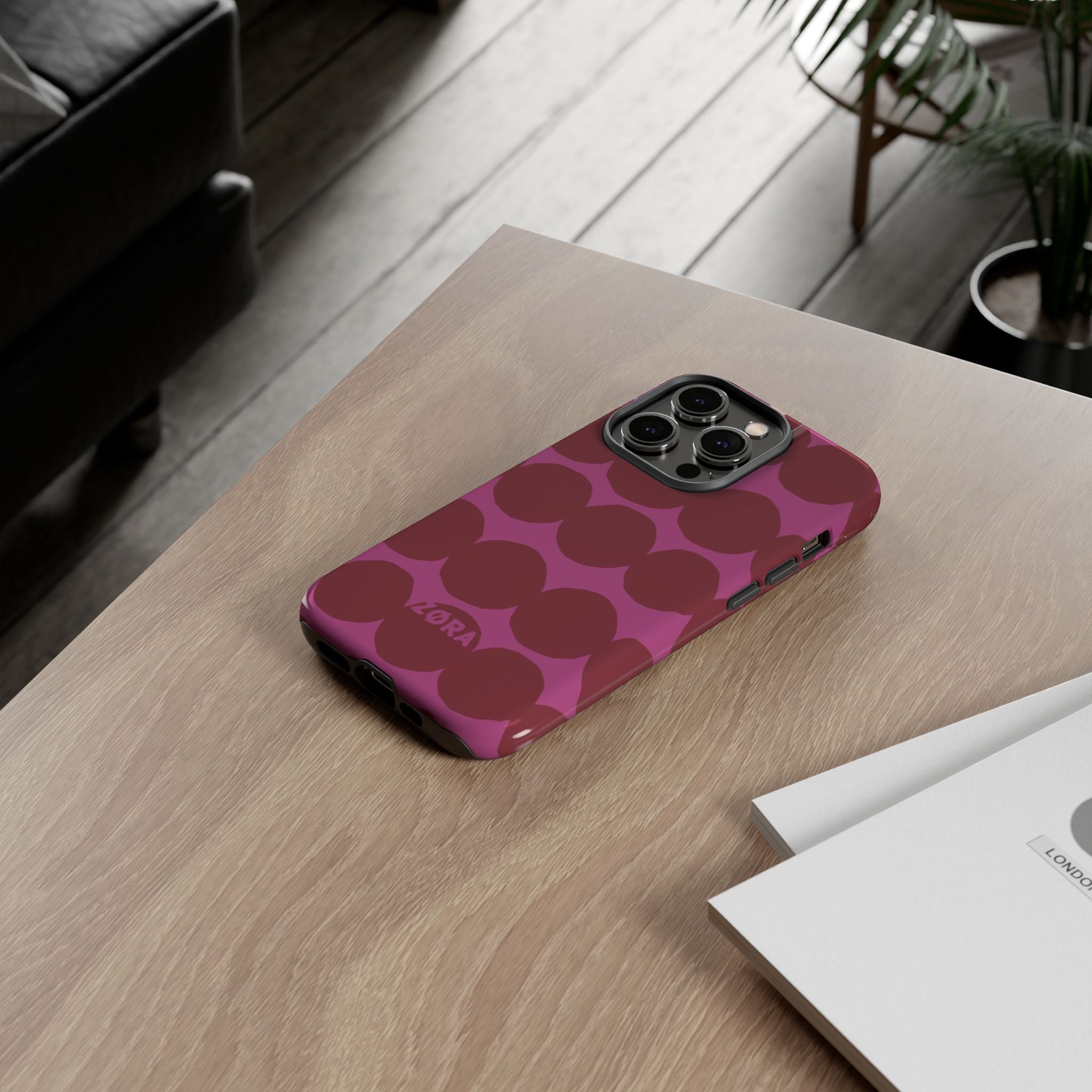 Pink & Burgundy Retro Dot