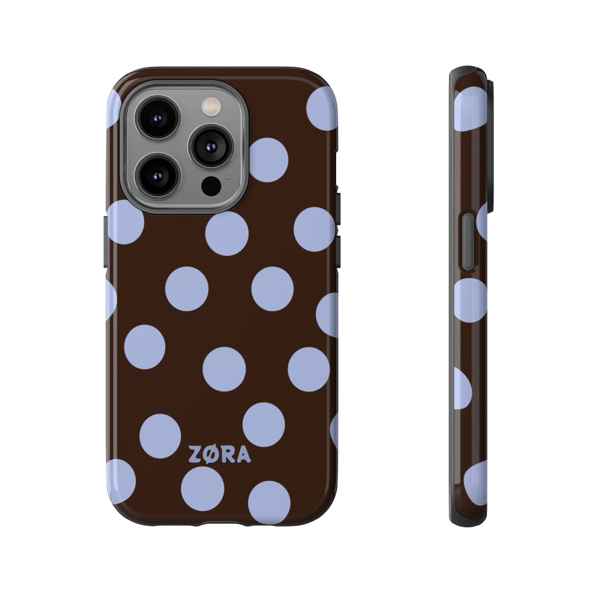 Brown with Lavender Dots