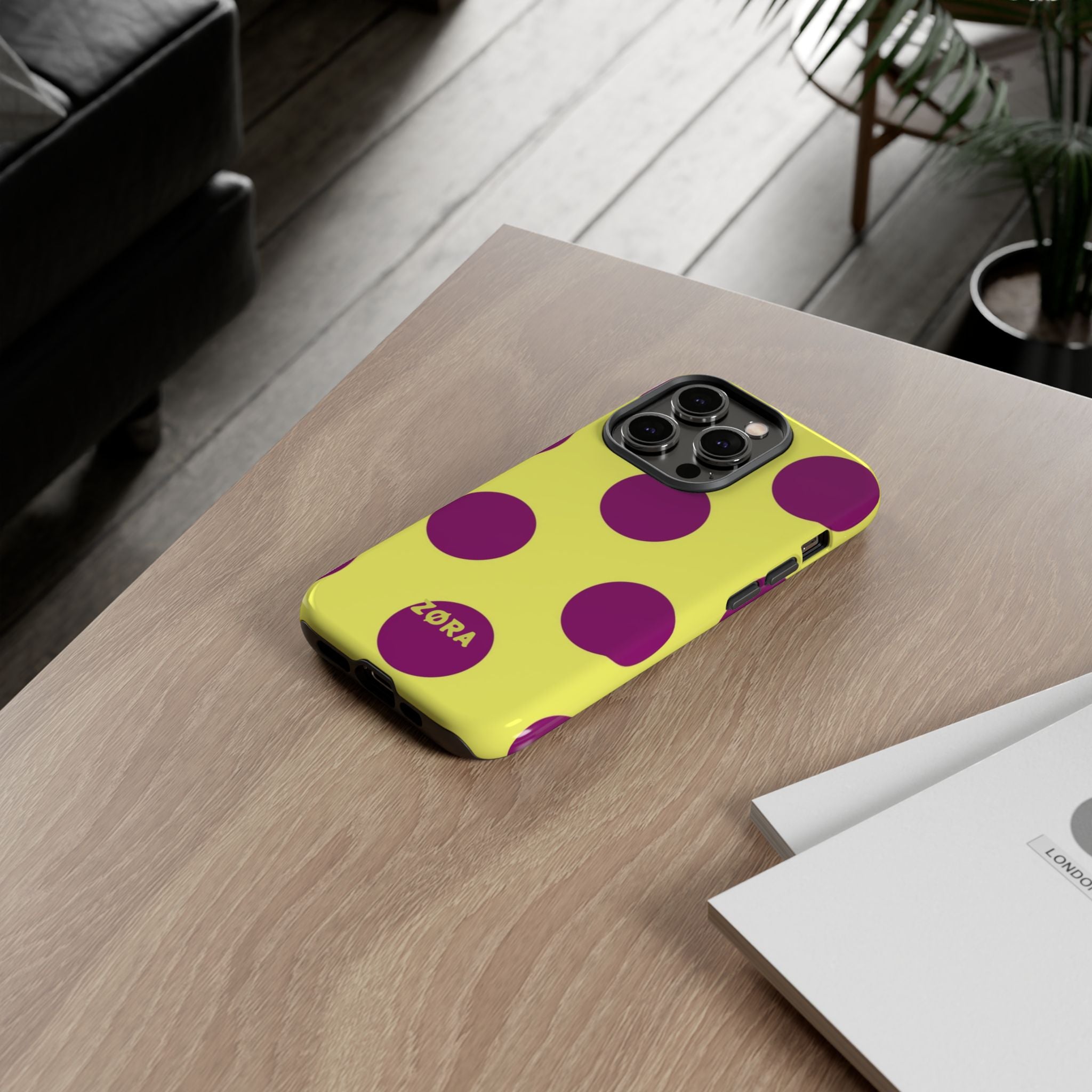 Yellow & Purple Polka Dot